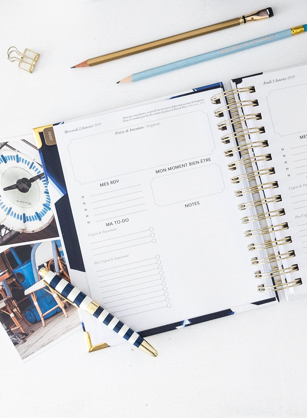 KIT Entrepreneur - NAVY BLUE WOVEN - Planner Jour 2020 - Embrace Planner