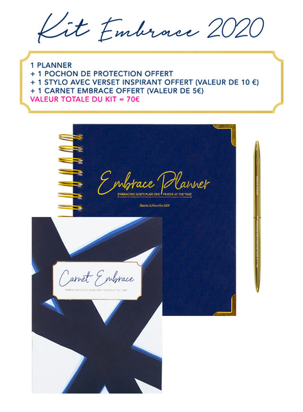 Kit Embrace 2020 - NAVY BLUE WOVEN Planner 2020 - Agenda chrétien - Embrace Planner