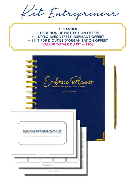 KIT Entrepreneur - NAVY BLUE WOVEN - Planner Jour 2020 - Embrace Planner